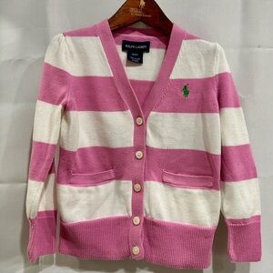 Ralph Lauren Pink and White Knit Sweater Size 4/4T